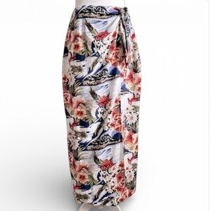 Vintage Robbie Bee Hawaiian Floral Print Maxi Wrap Skirt 100% Rayon 6